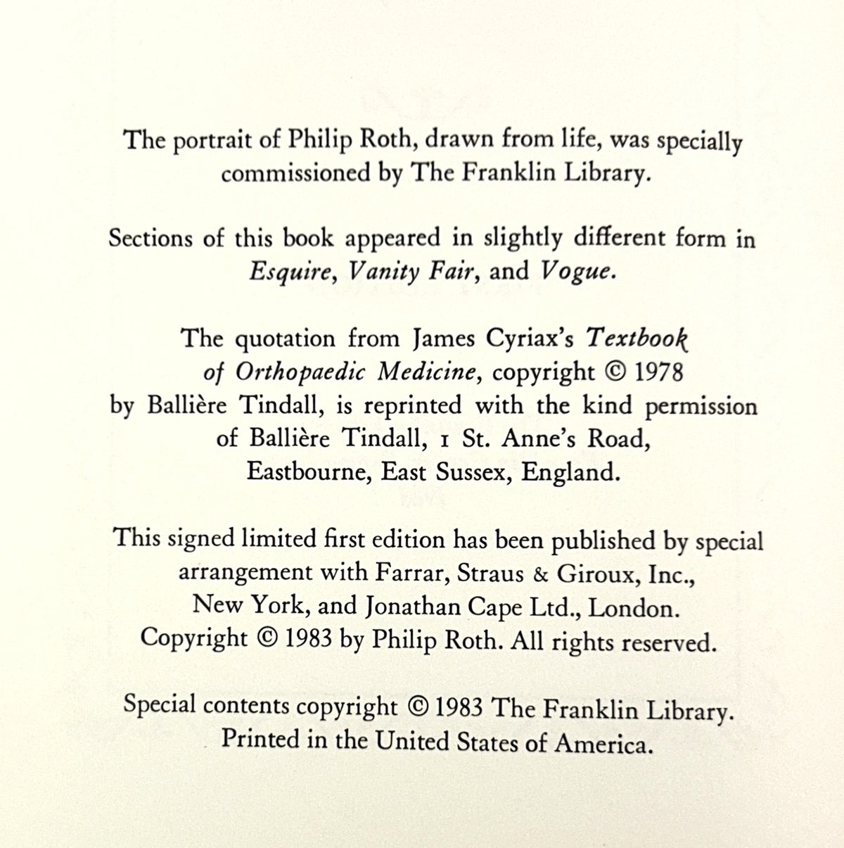 Franklin Library: The Anatomy Lesson by Philip Roth SIGNED 1st Edition ...